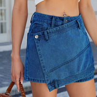 Women's Washed Irregular Denim Skort