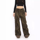 Leopard Print Wide-leg Cargo Pants