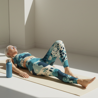 Blue and white camouflage sports outfit on a white background