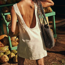 Cotton Linen Backless Dress