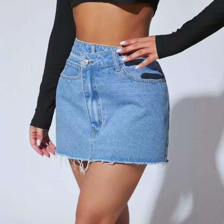 Irregular Denim Short Skirt