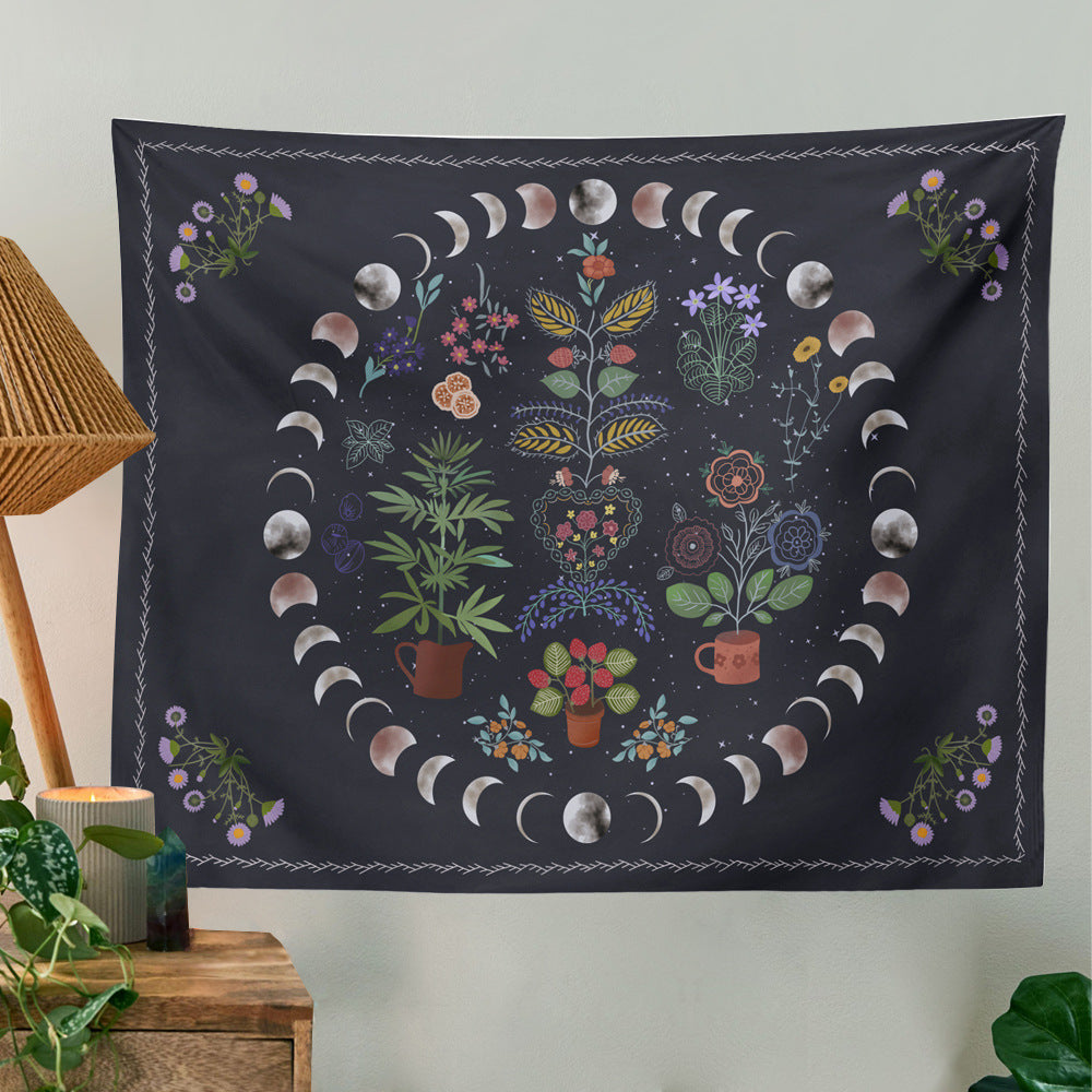 Moon Phase Black Tapestry