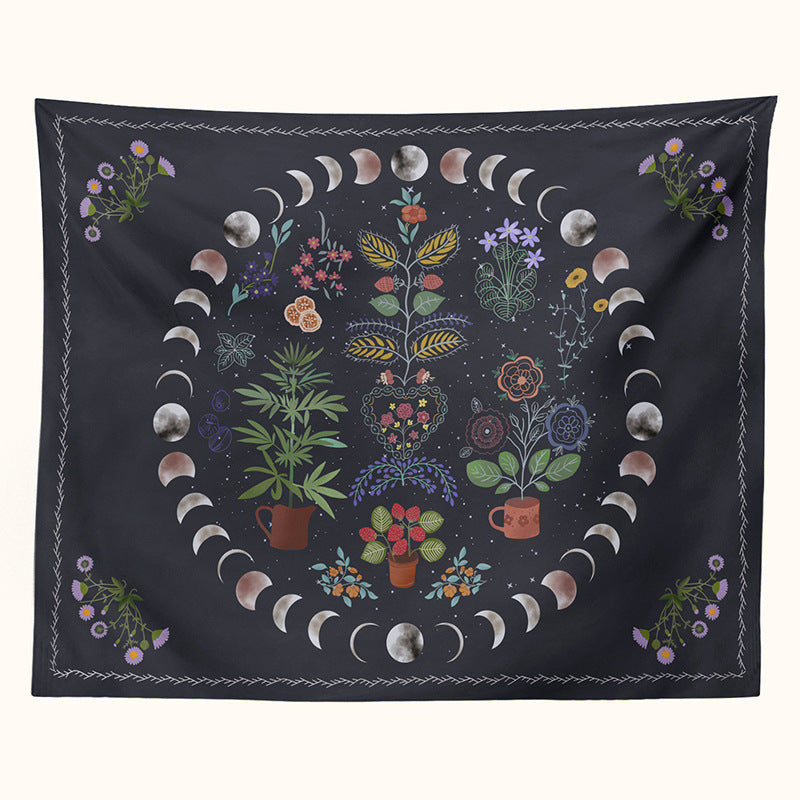 Moon Phase Black Tapestry