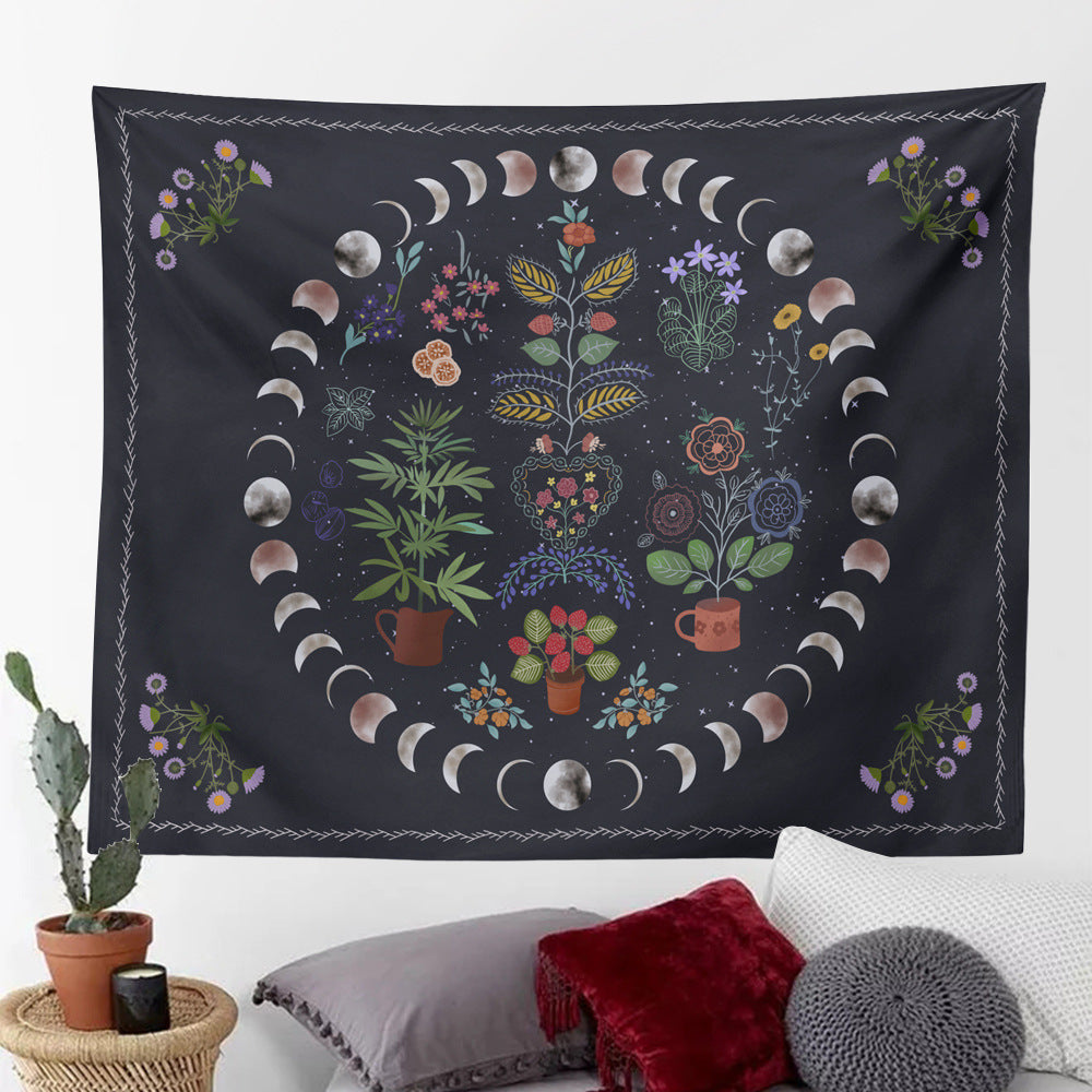 Moon Phase Black Tapestry