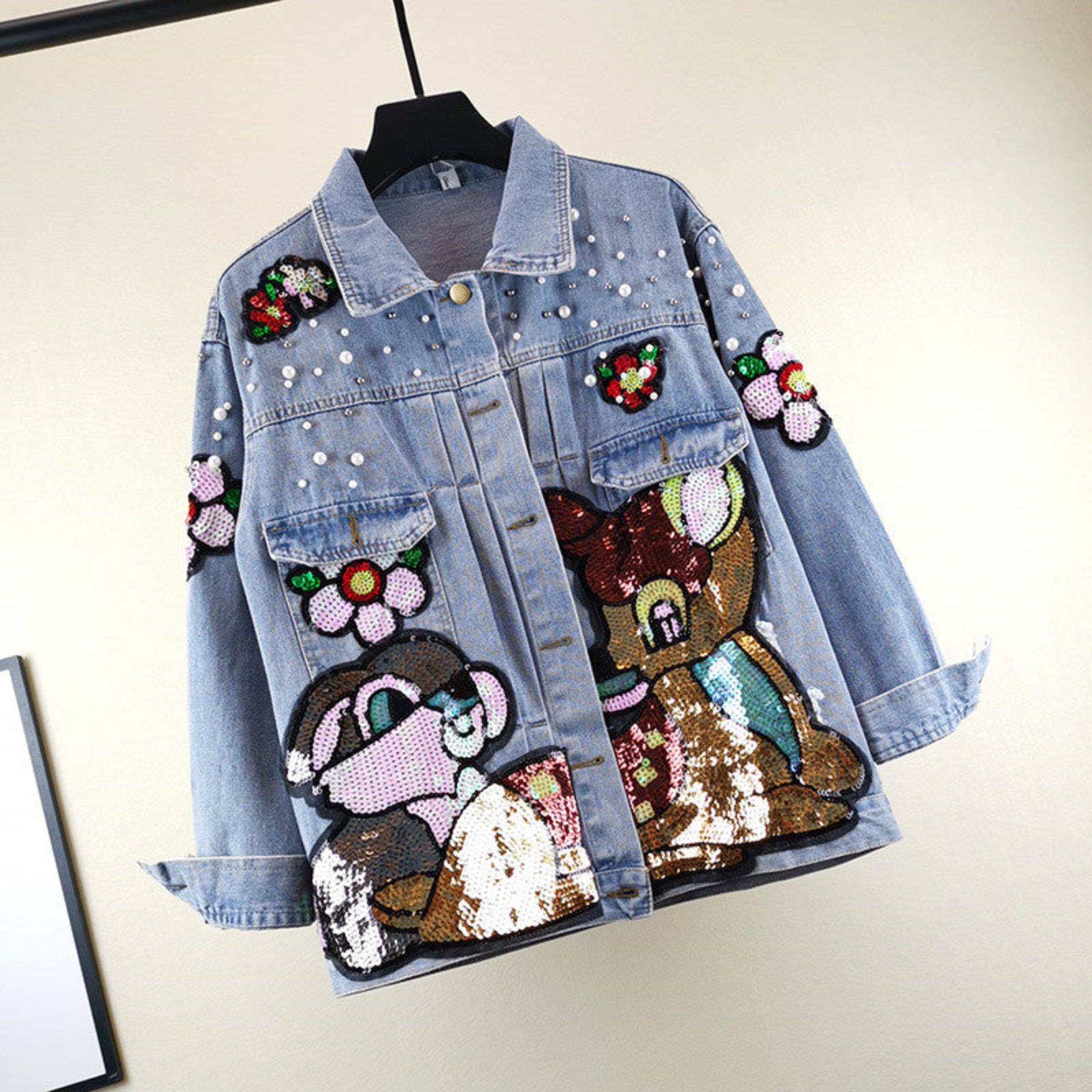 Flower Puff Denim Jacket