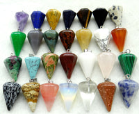Natural Stone Agate Hexagonal Cone Pendant