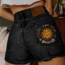 Sun Stamped Denim Shorts
