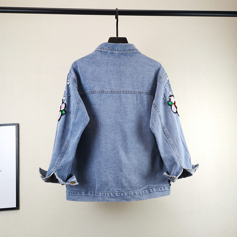 Flower Puff Denim Jacket