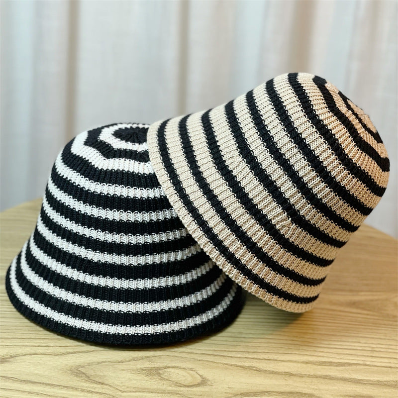 Striped Knitted Dome Bucket Hat