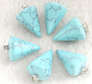 Natural Stone Agate Hexagonal Cone Pendant