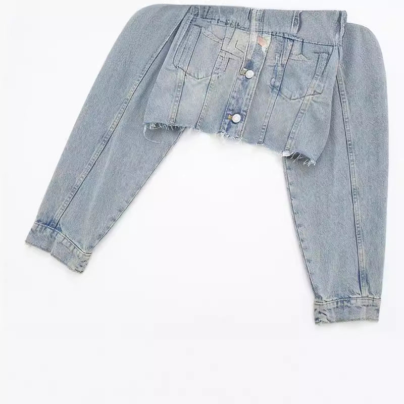 Frayed Hooded Denim Jacket