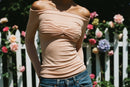Perspective One-line Neck T-shirt Top