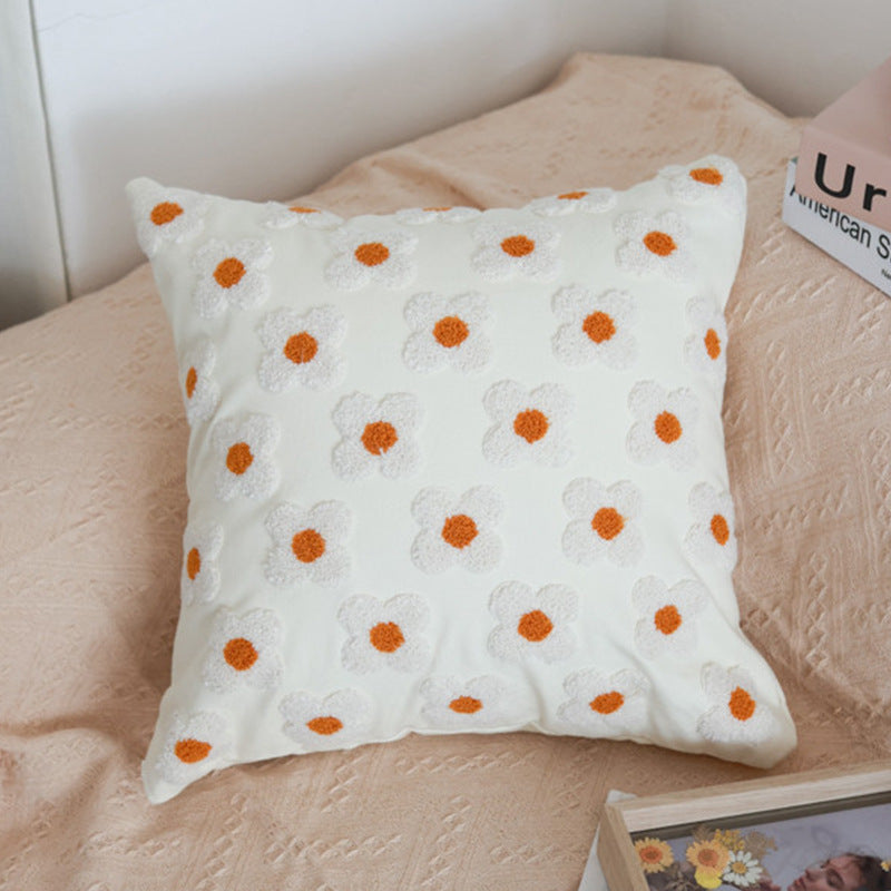 Flower Embroidered Pillowcase
