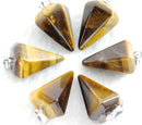 Natural Stone Agate Hexagonal Cone Pendant