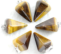 Natural Stone Agate Hexagonal Cone Pendant
