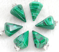 Natural Stone Agate Hexagonal Cone Pendant