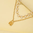 Vintage Lock Pendant Pearl Necklace