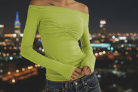 Perspective One-line Neck T-shirt Top