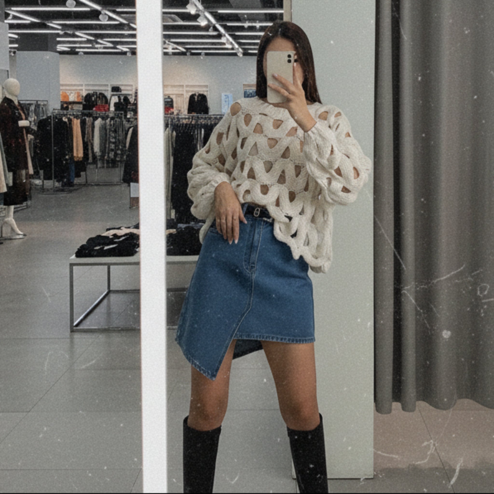 Hollow Knit Crochet Pullover