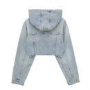 Frayed Hooded Denim Jacket