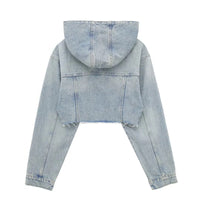 Frayed Hooded Denim Jacket