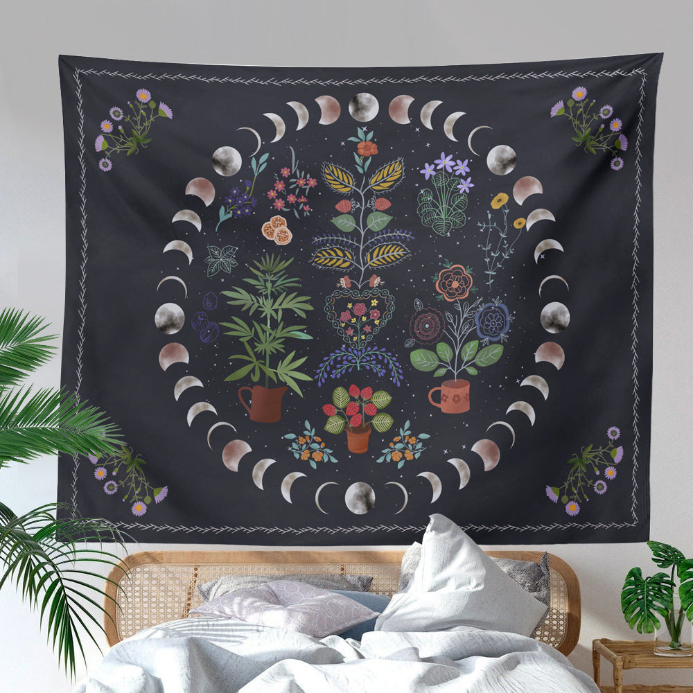 Moon Phase Black Tapestry