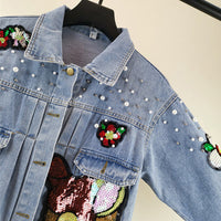 Flower Puff Denim Jacket