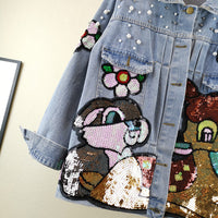 Flower Puff Denim Jacket