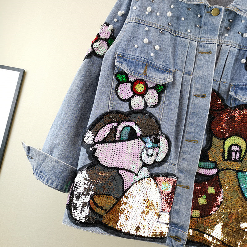 Flower Puff Denim Jacket