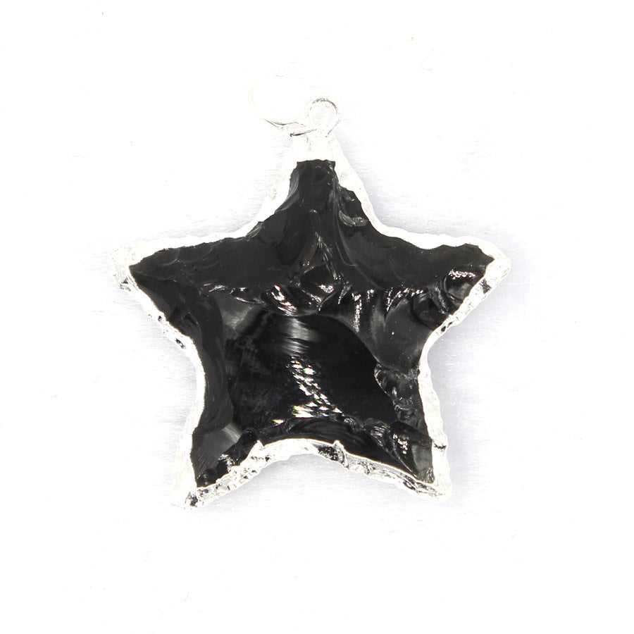 White Crystal Star + Moon Pendant