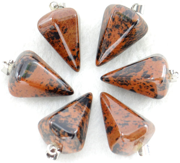 Natural Stone Agate Hexagonal Cone Pendant