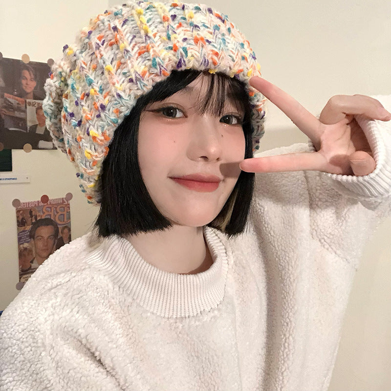 Mixed Thermal Knitting Sleeve Cap