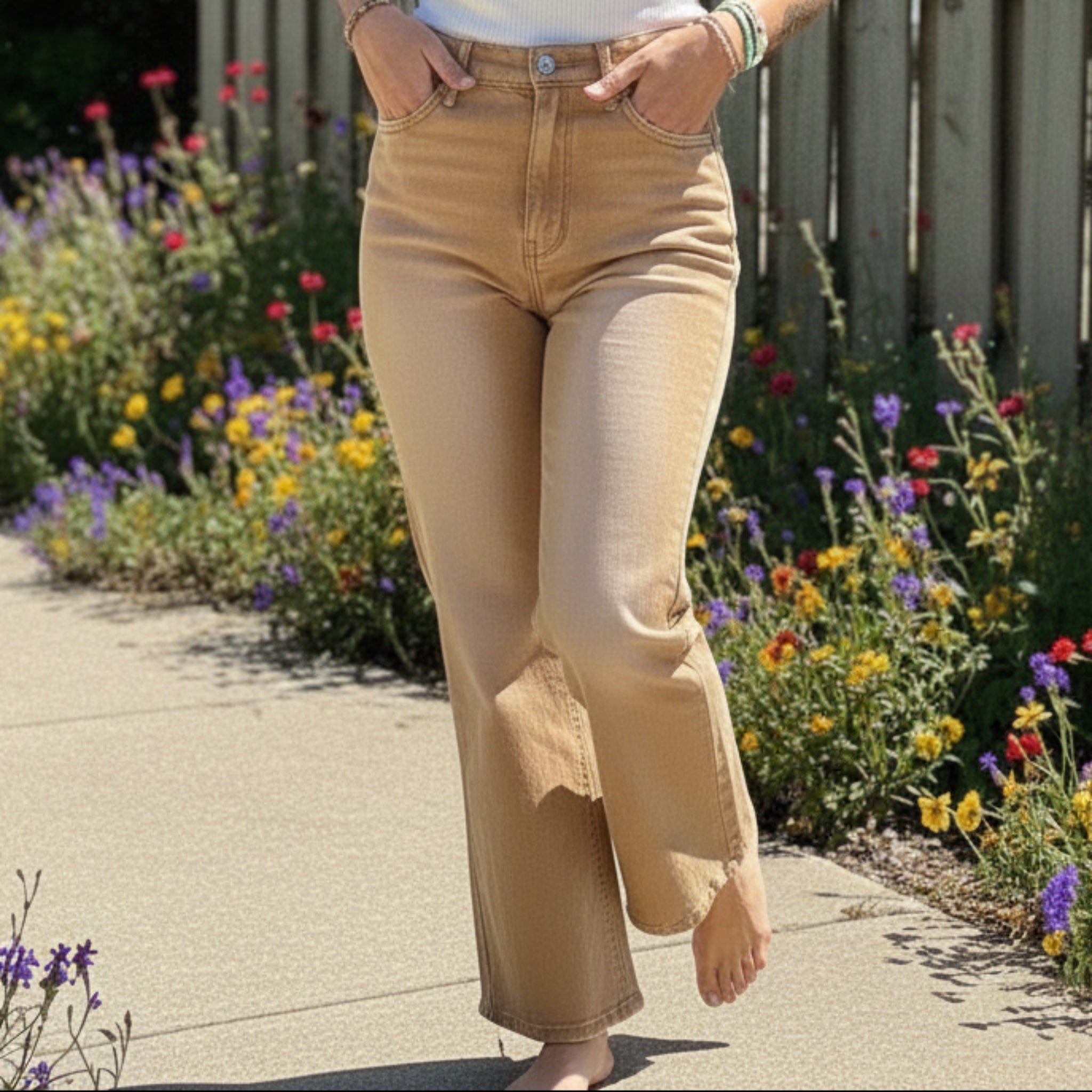 Cuffed Raw Hem Jeans