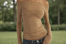 Perspective One-line Neck T-shirt Top