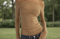 Perspective One-line Neck T-shirt Top