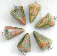 Natural Stone Agate Hexagonal Cone Pendant