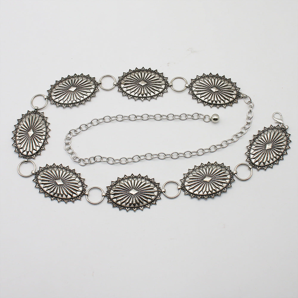 Metal Concho Waist Chain Belt