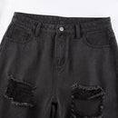 Ripped Edge Casual Jeans