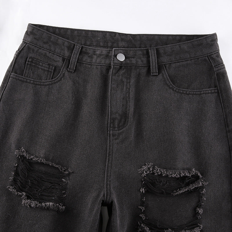 Ripped Edge Casual Jeans
