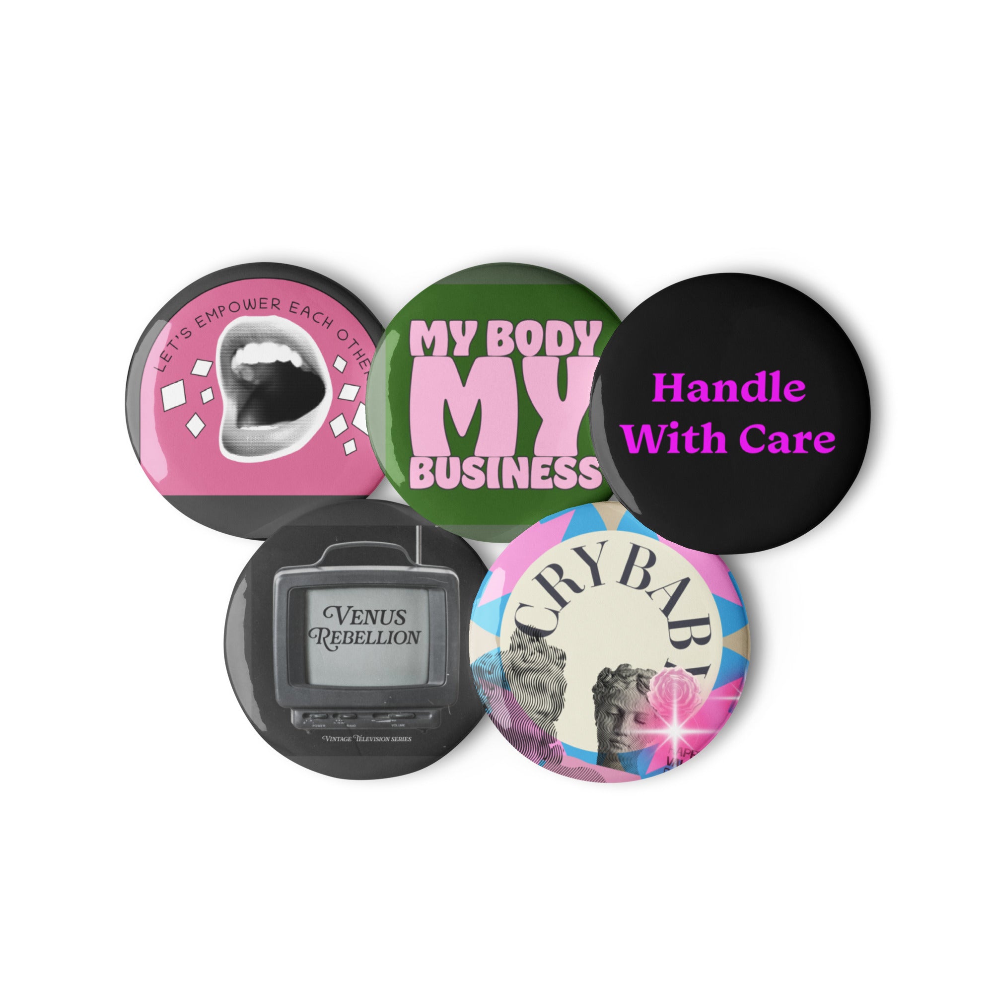 'Femme Fatale' Set of pin buttons