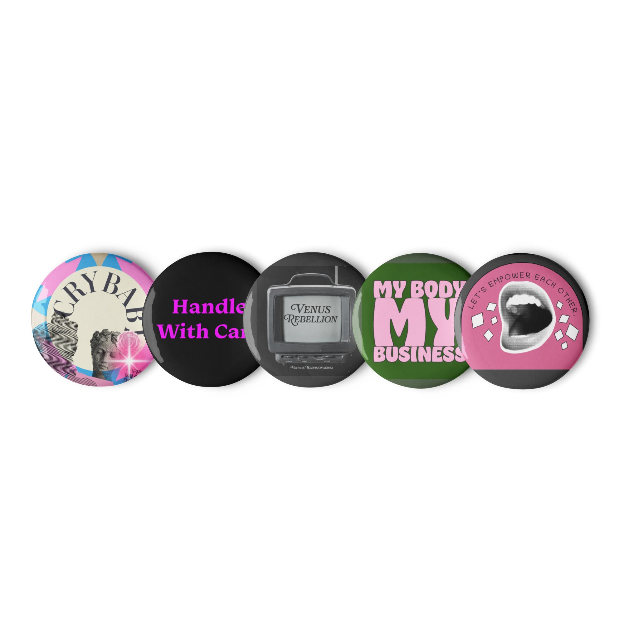 'Femme Fatale' Set of pin buttons