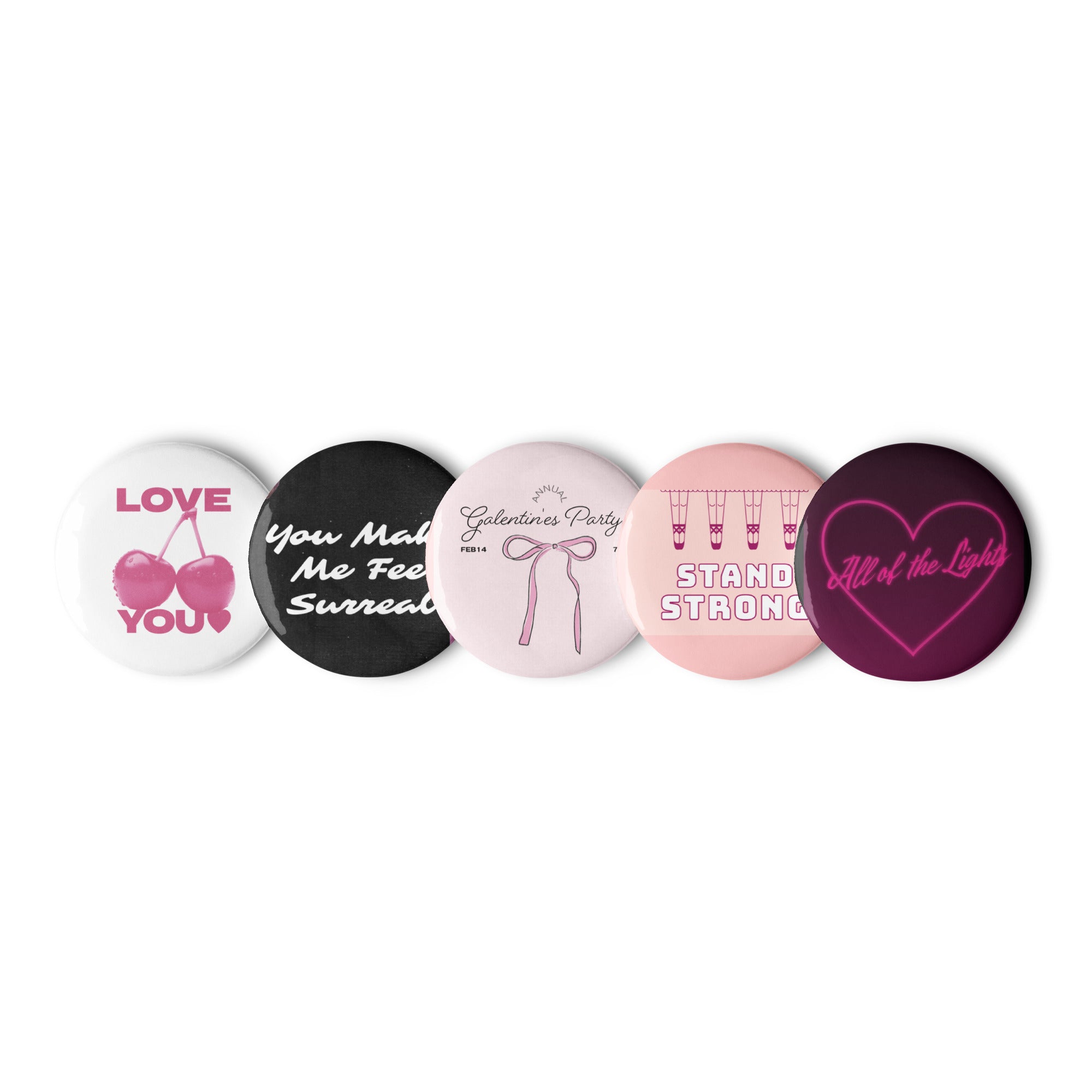'Kiss & Tell' Set of pin buttons