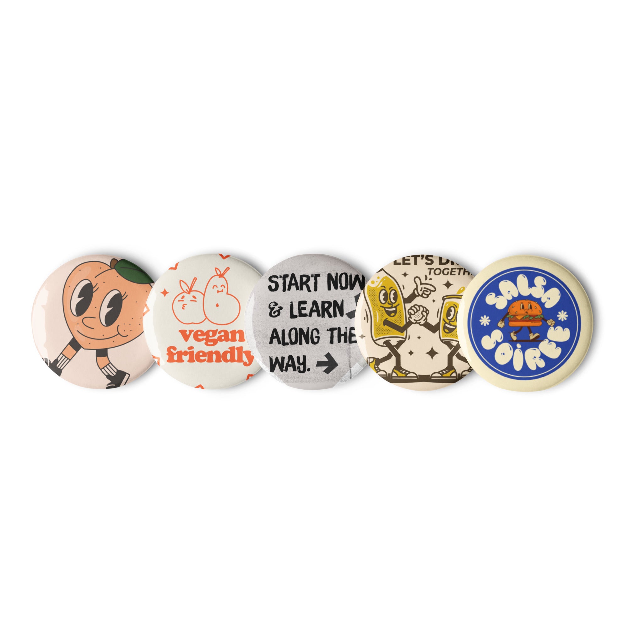 'Cartoon Soiree' Set of pin buttons
