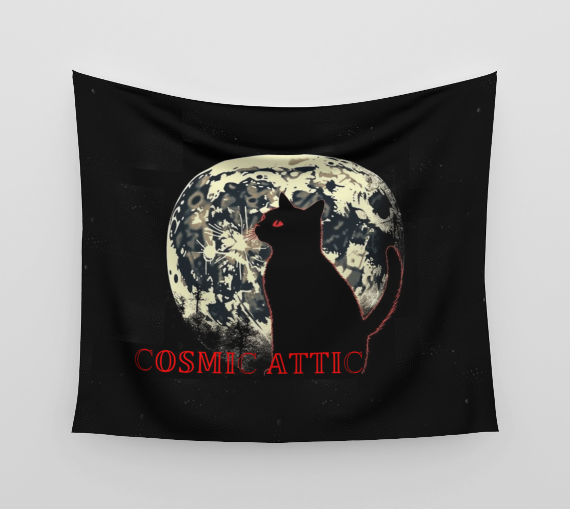 Cosmic Attic Fan Kitty Wall Tapestry
